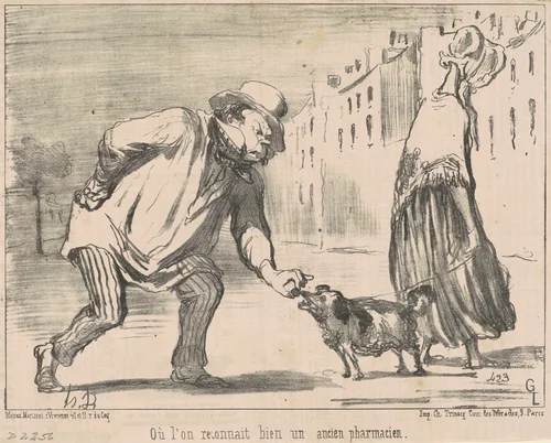 Ou l'on reconnait ... un ancien pharmacien by Honoré Daumier, print, 1852