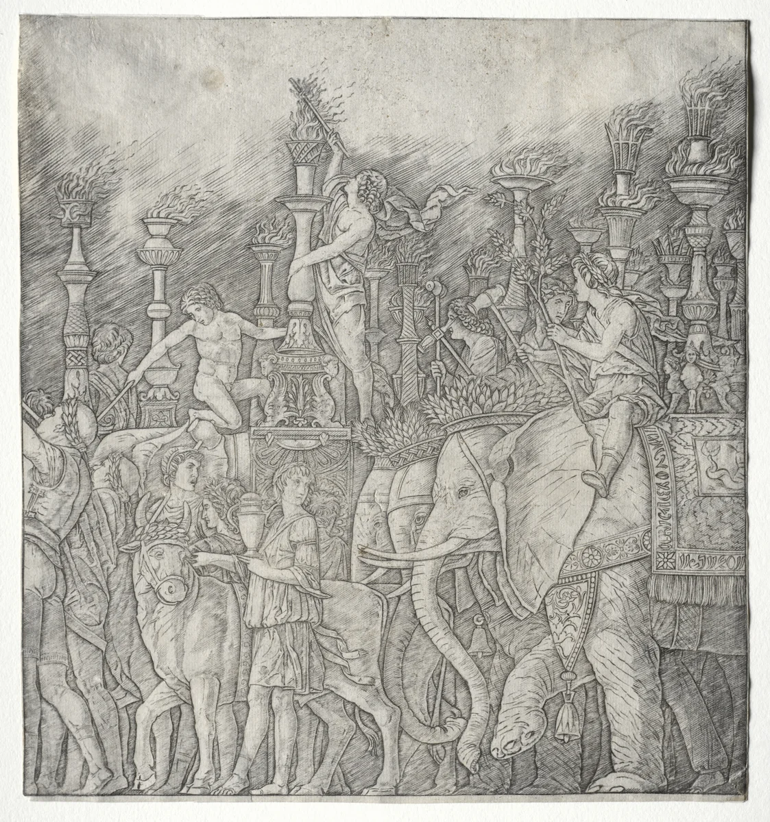 The Triumphs of Caesar: The Elephants by Giovanni Antonio da Brescia, print, 1470-1510