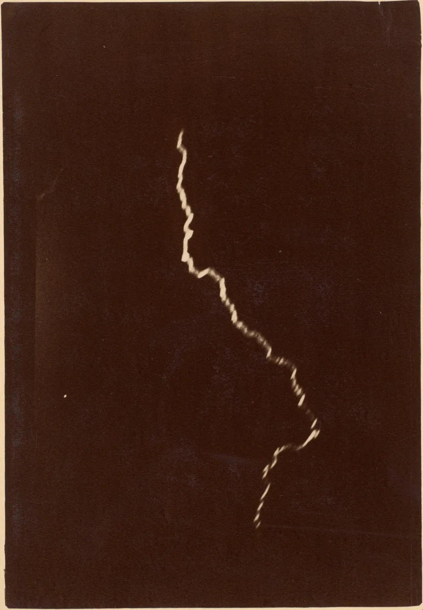 [Spiral of Lightning in a Thunderstorm] by Charles Moussette, photograph, 1886