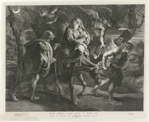 Vlucht naar Egypte by Marinus Robyn van der Goes, print, 1630-1639