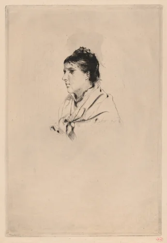 Bust of an Italian Woman by Giuseppe de Nittis, print, 1875-1880