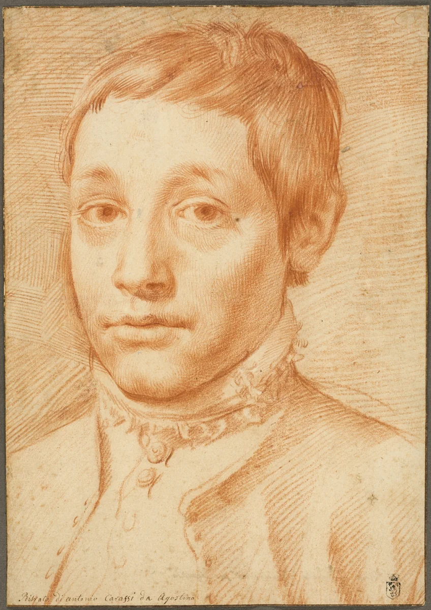 Portrait of the Artist's Son, Antonio Carracci by Agostino Carracci, drawing, 1592-1595