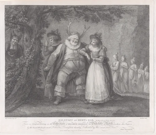Falstaff at Herne's Oak (Shakespeare, Merry Wives of Windsor, Act 5, Scene 5) by Michele Beneditti, print, 1793