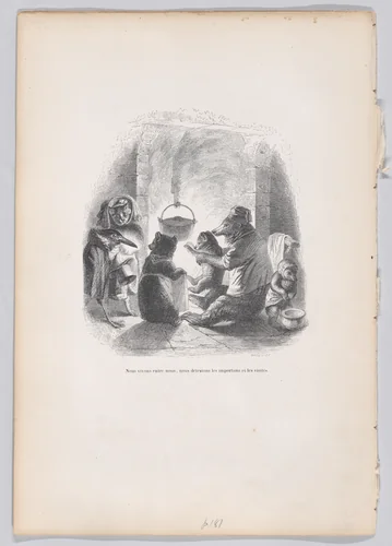 We live between ourselves, we hate the nuisances and the visits, from "Scenes from the Private and Public Life of Animals" by J. J. Grandville, print, 1832-1852