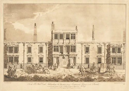 The North Front of Old Somerset House in the Strand by William Moss; Francis Jukes, print, 1777