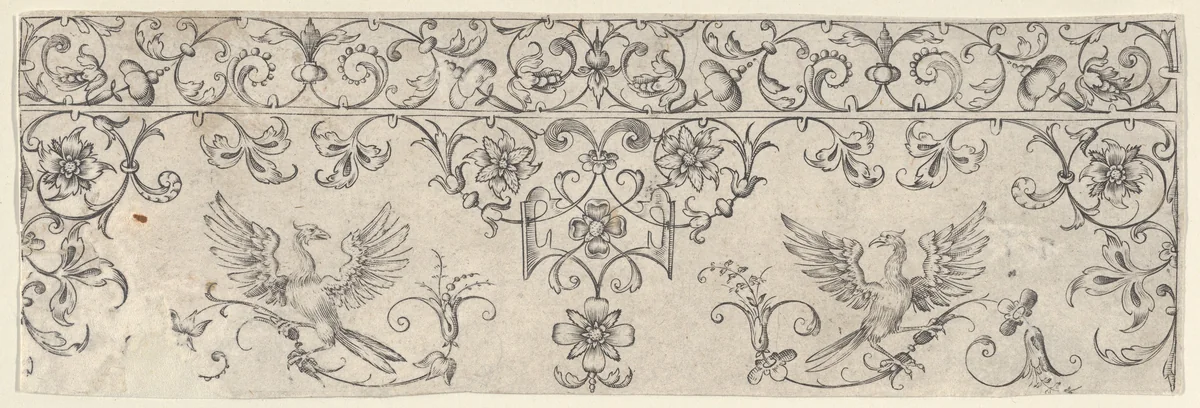 Plate 7, from "Friezes with Birds, Flowers and Meandering Wreaths and Scrolls" by Theodor Bang, print, 1600-1620
