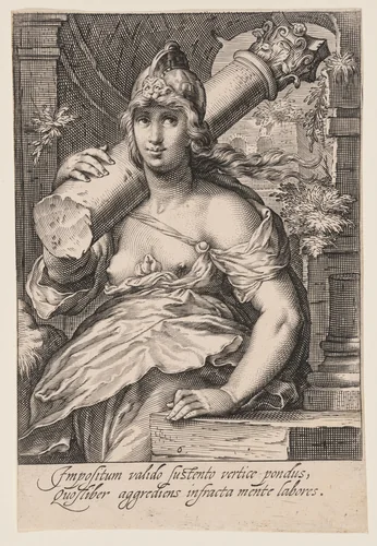 Fortitude, from The Seven Virtues by Jacob Matham, print, 1597