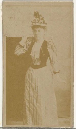 [Actress wearing dress with vertical striped pattern], from the Actors and Actresses series (N145-8) issued by Duke Sons & Co. to promote Duke Cigarettes by W. Duke, Sons & Co., photograph, 1890-1895