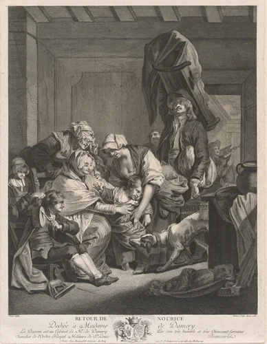 Retour de Nour(r)ice (Return from the Wet Nurse) by François Hubert
Jean-Baptiste Greuze
Jacques-Firmin Beauvarlet, print, 1767