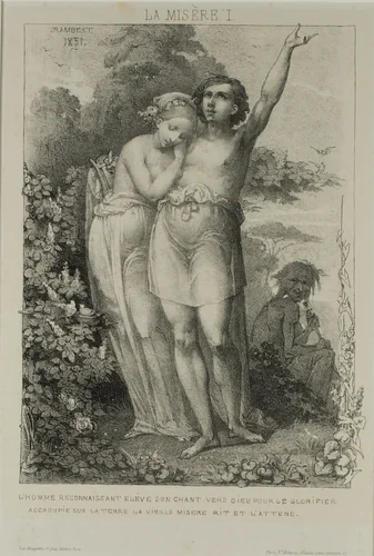 Plate One from Misery by Charles Rambert, print, 1851