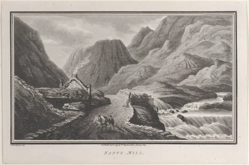 Nantz Mill, from "Remarks on a Tour to North and South Wales, in the year 1797" by John Hill, print, 1799