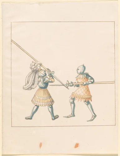 Foot Combat with Awl Pikes by German 16th Century, drawing, 1515