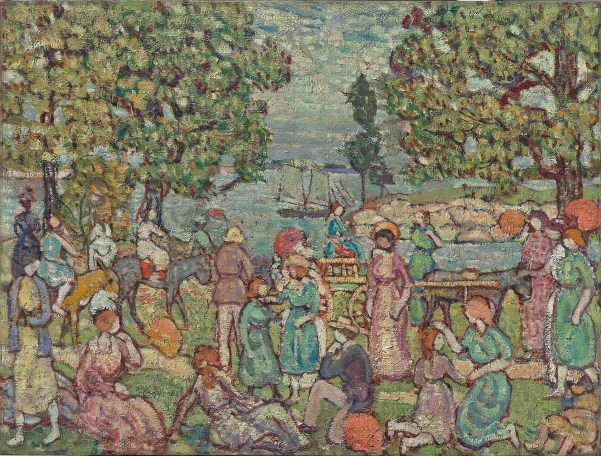 On the Beach, No. 3 by Maurice Prendergast, painting, 1915