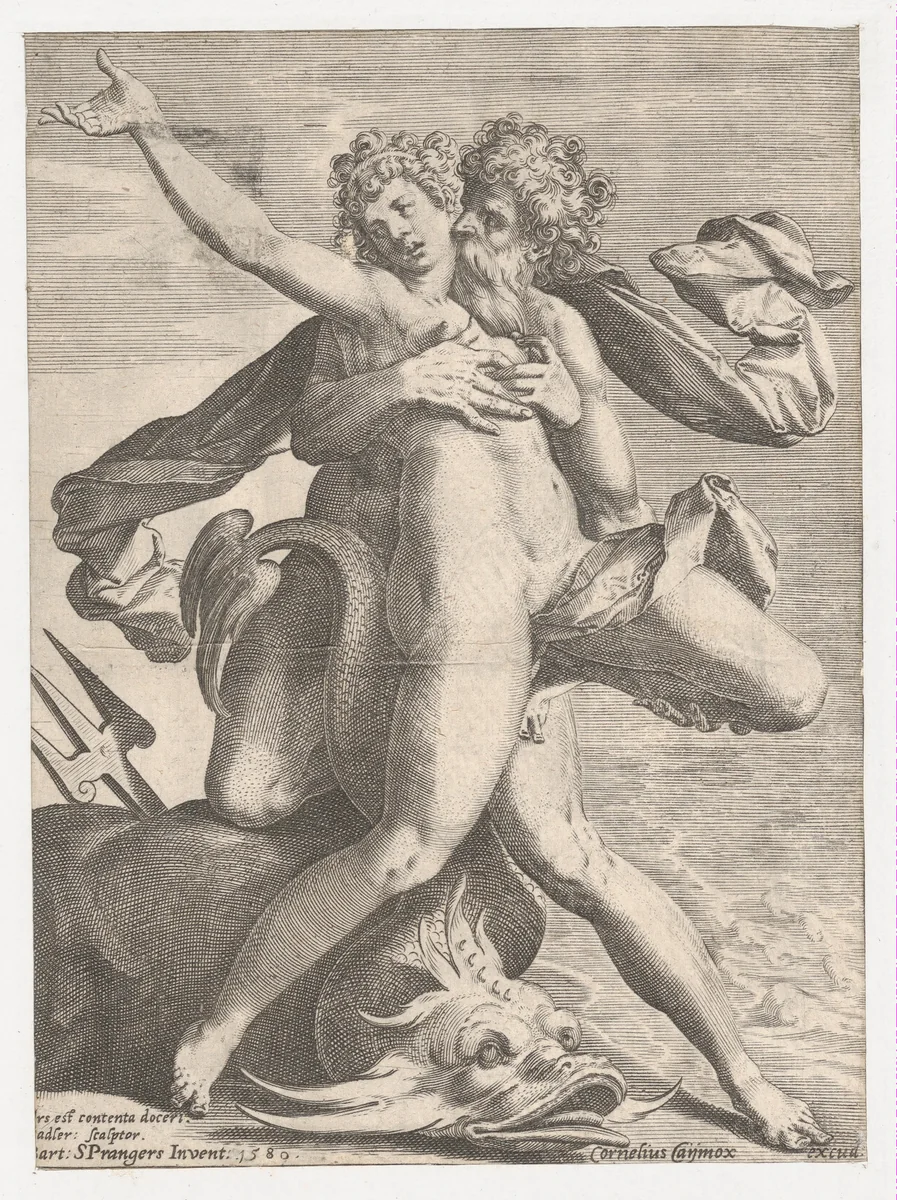 Neptune and Caenis by Johann Sadeler I, print, 1580