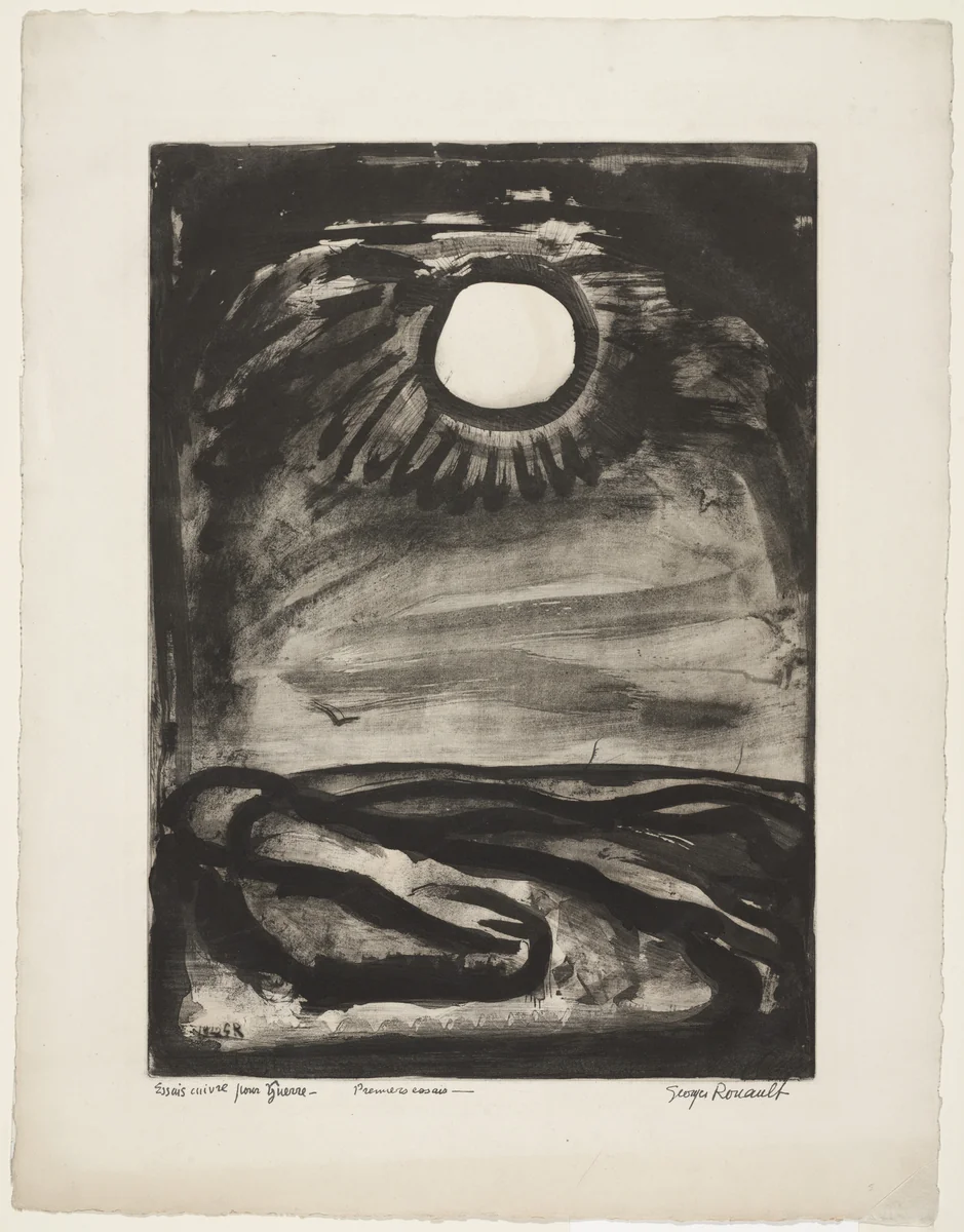 Trial proof for Sing Matins, A New Day Is Born, plate XXIX from Miserere by Georges Rouault, print, 1922