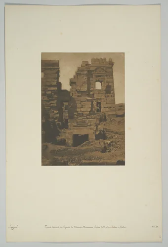 Façade latérale du Gynecée de Rhamsès-Meiamoun, Palais de Médinet-Habou, à Thèbes by Maxime Du Camp, photograph, 1850