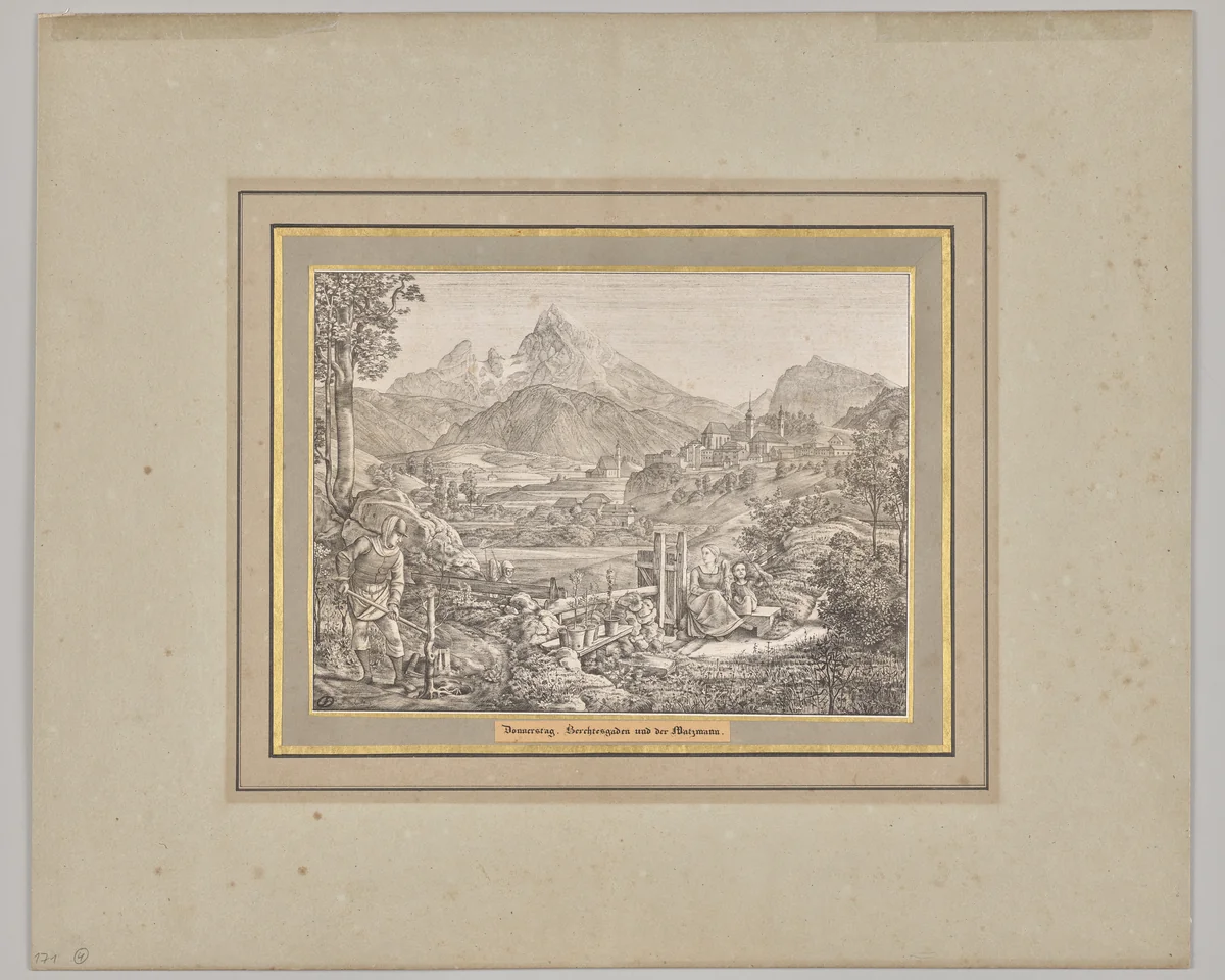 Thursday. Berchtesgaden and the Watzmann by Ferdinand Olivier, print, 1818-1823