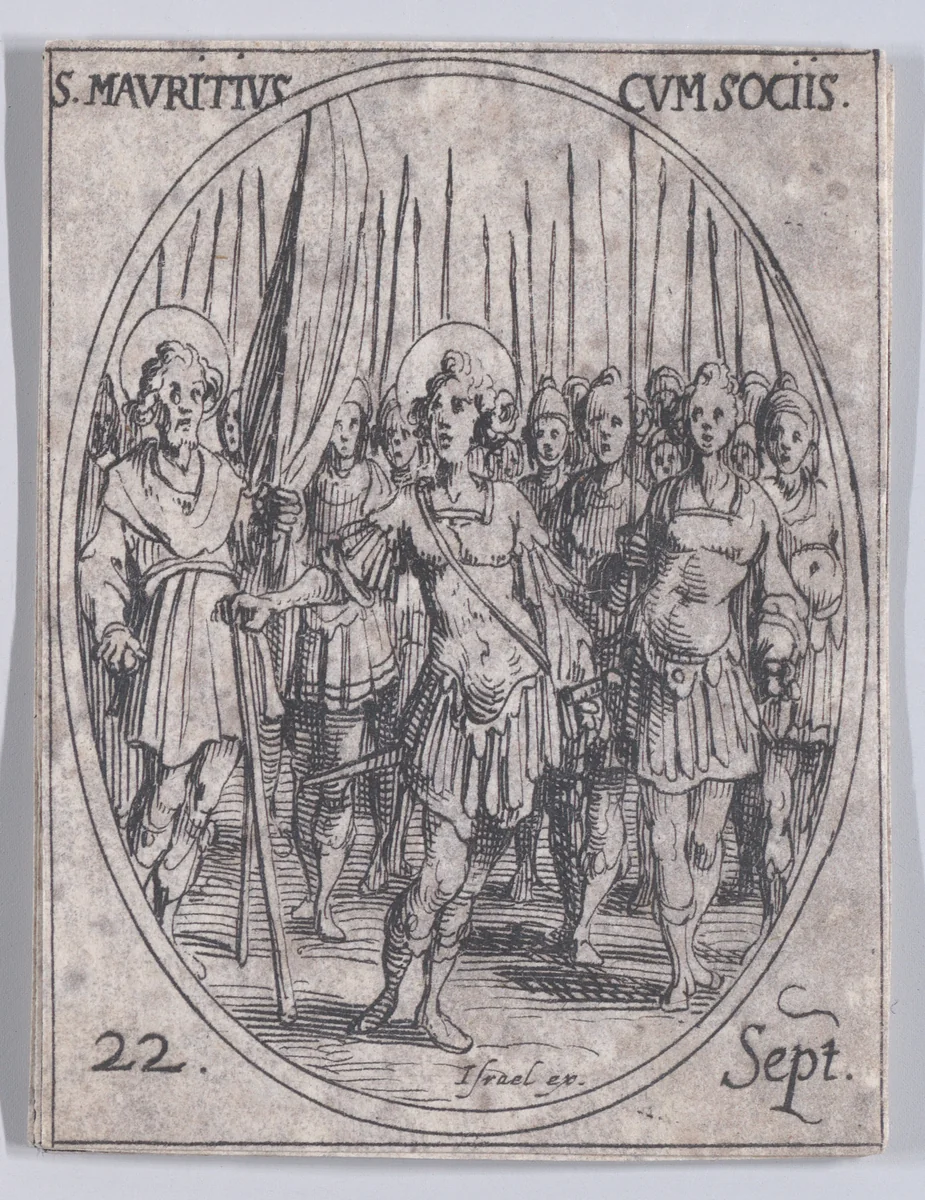 S. Maurice et Ses Compagnons (St. Maurice and His Companions), September 22nd, from "Les Images De Tous Les Saincts et Saintes de L'Année" (Images of All of the Saints and Religious Events of the Year) by Jacques Callot, print, 1636