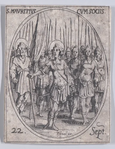 S. Maurice et Ses Compagnons (St. Maurice and His Companions), September 22nd, from "Les Images De Tous Les Saincts et Saintes de L'Année" (Images of All of the Saints and Religious Events of the Year) by Jacques Callot, print, 1636
