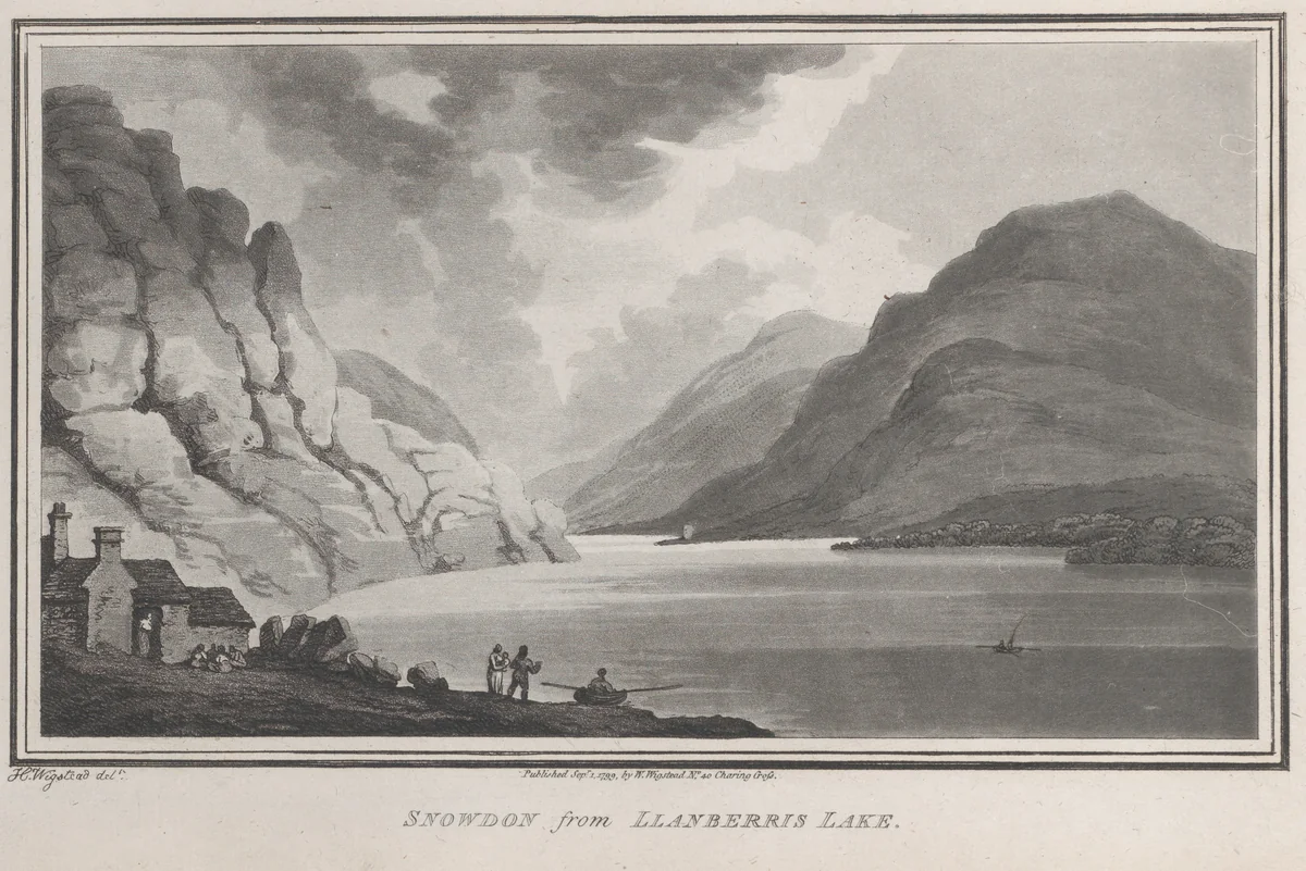 Snowdon from Llanberris Lake, from "Remarks on a Tour to North and South Wales, in the year 1797" by John Hill, print, 1799