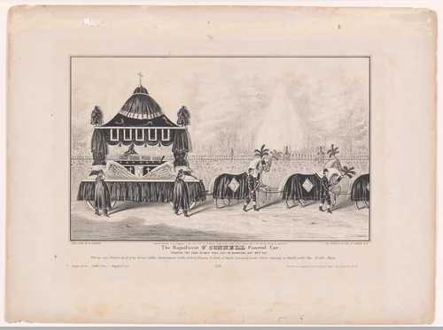 The Magnificent O'Connell Funeral Car, Passing the Park in New York City, on Wednesday, Sept. 22nd, 1847 by Nathaniel Currier, print, 1847