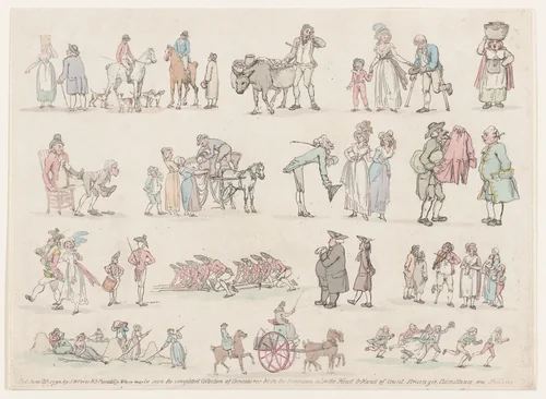 Plate 6, Outlines of Figures, Landscapes and Cattle...for the Use of Learners by Thomas Rowlandson, print, 1790