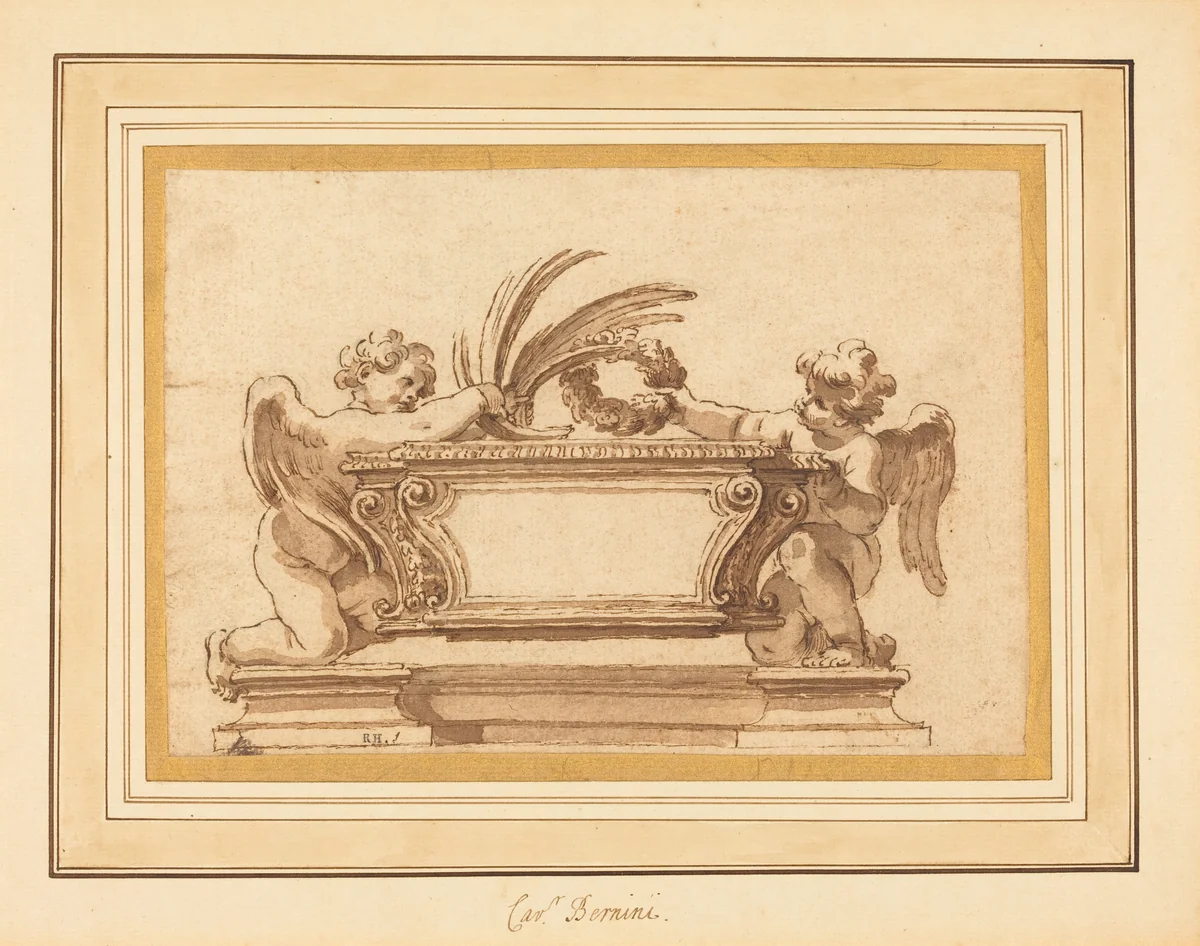 Study for a Reliquary Sarcophagus by Giovanni Odazzi, drawing, 1634-1689