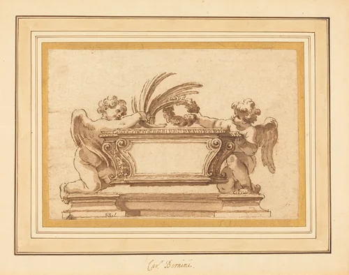 Study for a Reliquary Sarcophagus by Giovanni Odazzi, drawing, 1634-1689