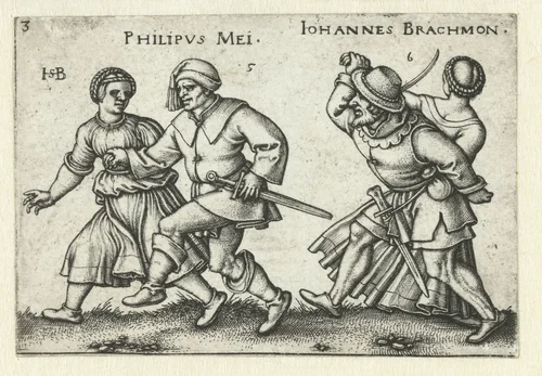 Dansende boerenparen by Unknown, print, 1546-1547