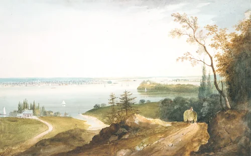 New York from Weehawk by William Guy Wall, artwork, 1817-1823