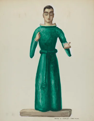 Wooden Santo in Bright Green Dress by Majel G. Claflin, index of american design, 1935-1942