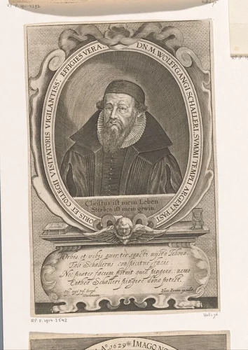 Portret van Wolfgang Schaller by Isaac Brun, print, 1613-1657