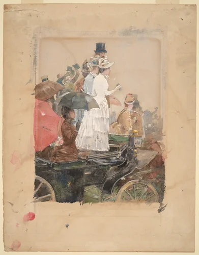 Spectators at the Grand Prix by Childe Hassam, drawing, 1888