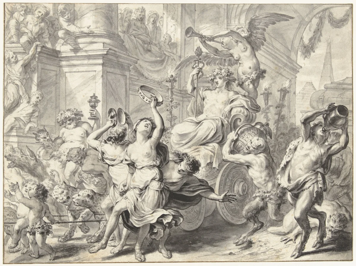 Triomf van Bacchus by Godfried Maes, drawing, 1659-1700