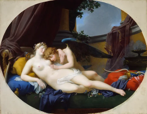 Cupid and Psyche by Jean Baptiste Regnault, painting, 1828