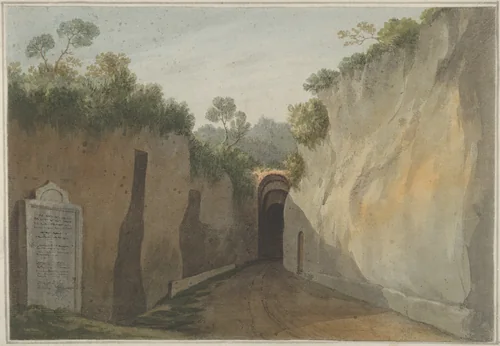 Entrance to the Grotto of Posillipo, Naples by John Smith, drawing, 1778-1779