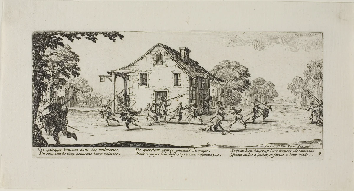 Scene of Pillage, plate four from The Miseries of War by Jacques Callot, print, 1633
