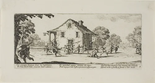 Scene of Pillage, plate four from The Miseries of War by Jacques Callot, print, 1633