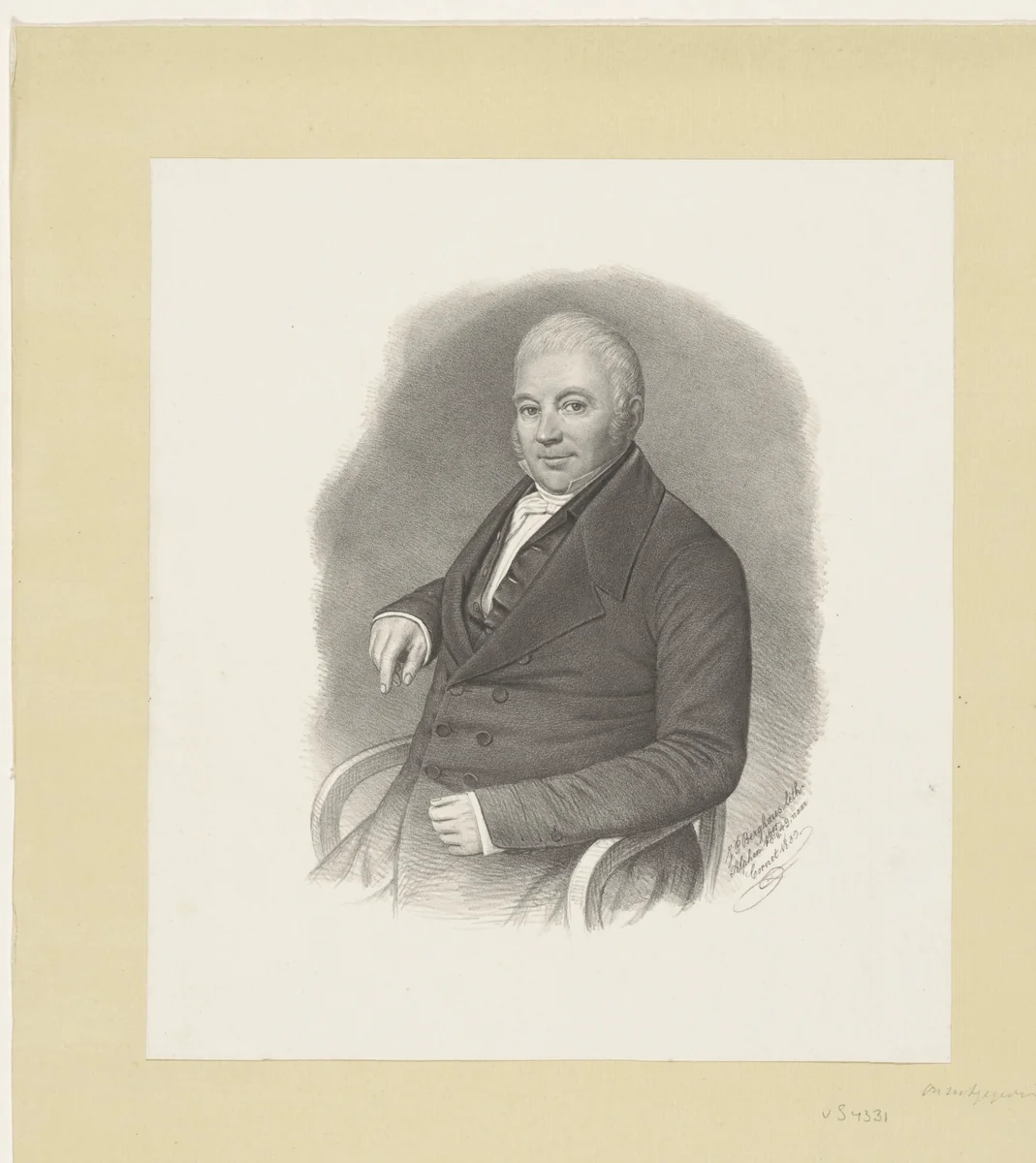 Portret van A. Lemson Pynaecker by Johann Peter Berghaus, print, 1839