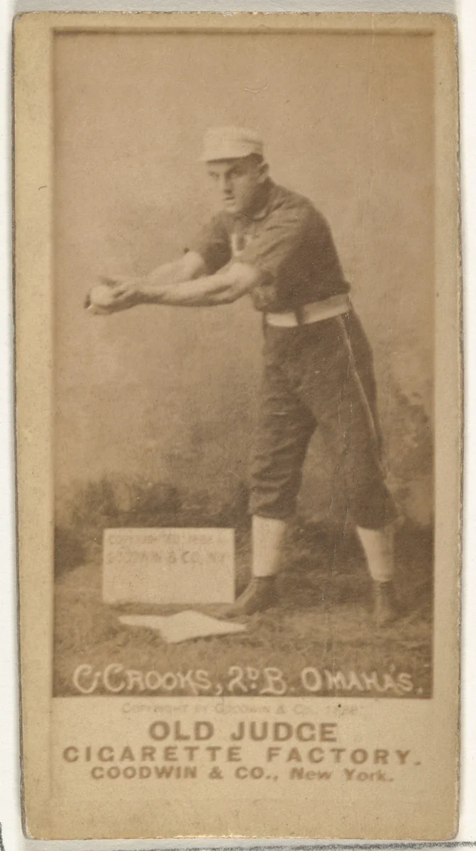 John Charles "Jack" Crooks, 2nd Base, Omaha Omahogs/ Lambs, from the Old Judge series (N172) for Old Judge Cigarettes by Goodwin & Company, photograph, 1888-1889