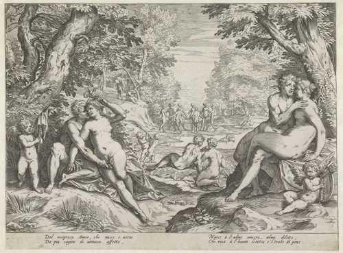Wederkerige Liefde by Agostino Carracci, print, 1589-1595