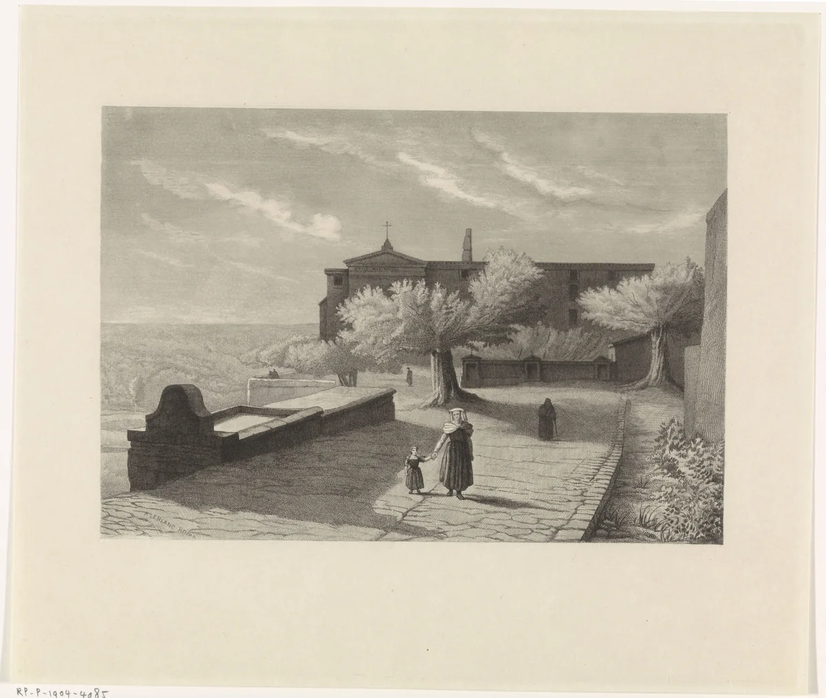 Klooster bij Frascati by Edouard Taurel, print, 1885
