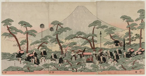 Procession at the Foot of Mount Fuji by Kitagawa Utamaro (喜多川歌麿), print, 1792-1793