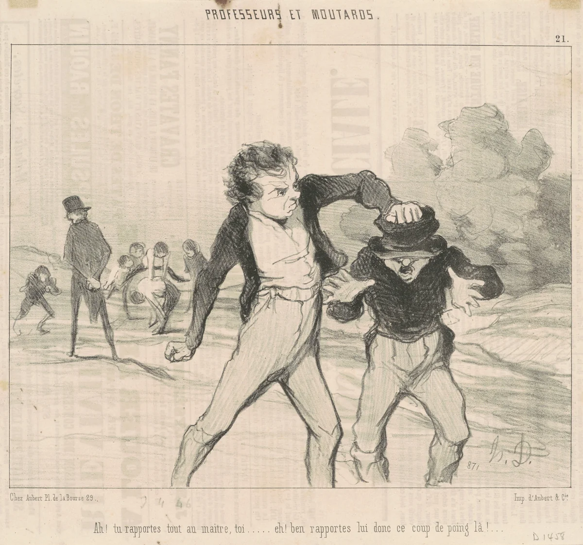 Ah! Tu rapportes tout au maître ... by Honoré Daumier, print, 1846