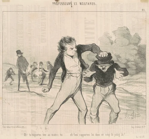 Ah! Tu rapportes tout au maître ... by Honoré Daumier, print, 1846