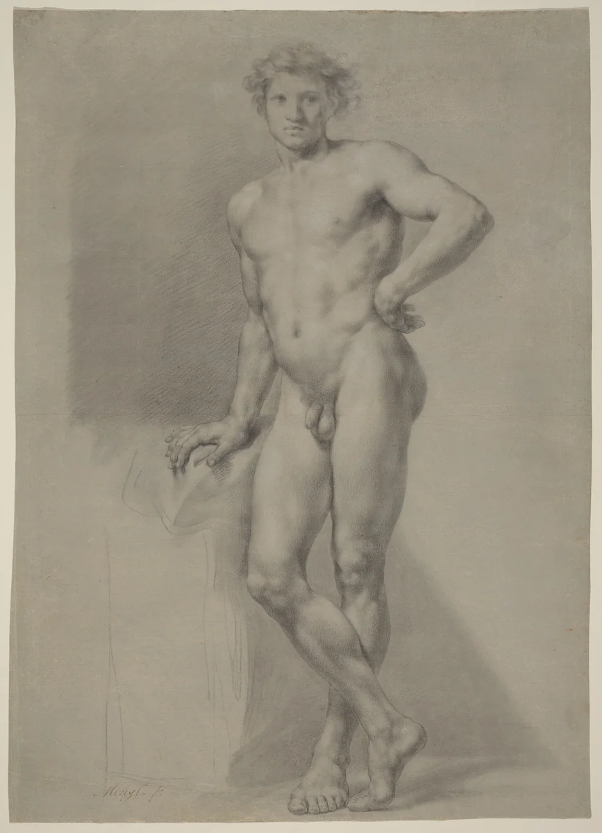 Male Nude Study by Anton Raphael Mengs, drawing, 1728-1779