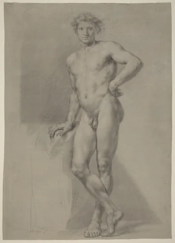 Male Nude Study by Anton Raphael Mengs, drawing, 1728-1779