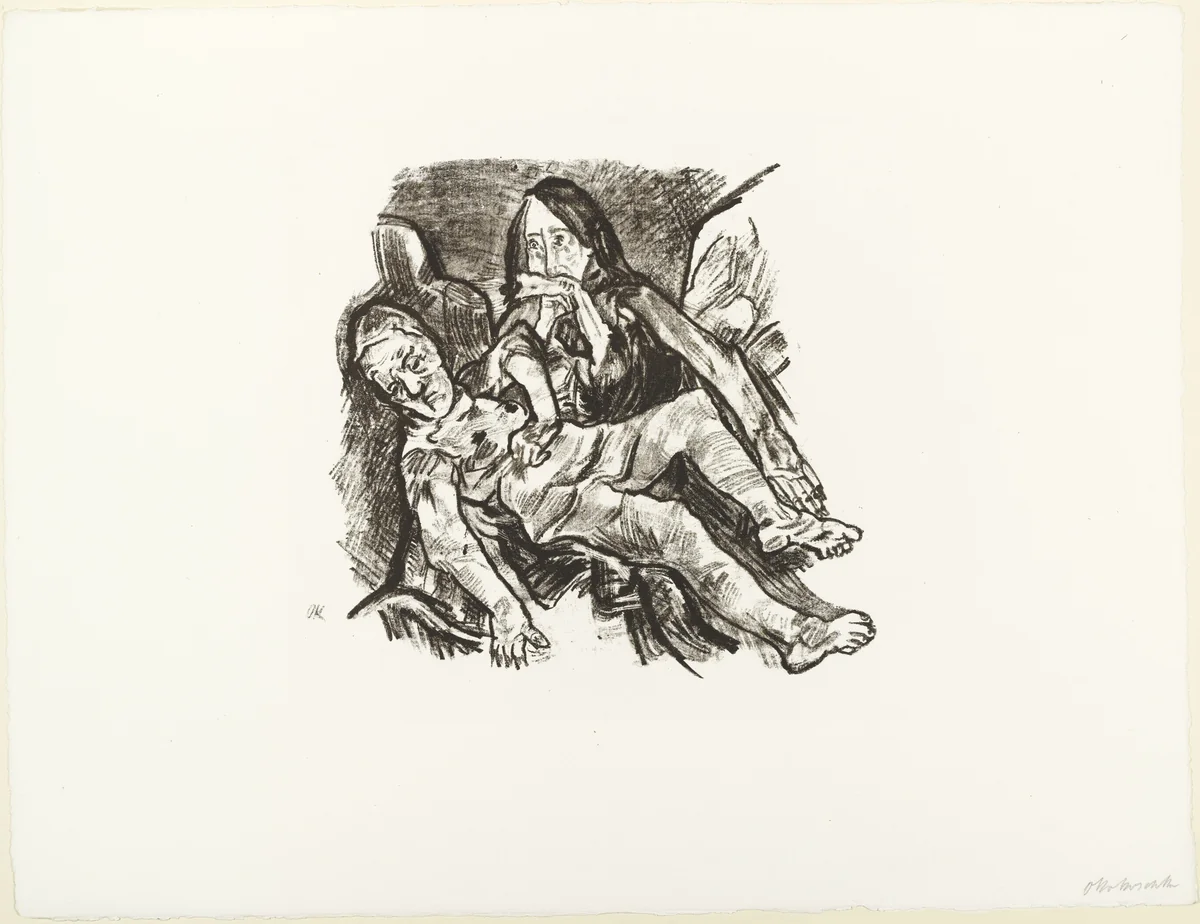 Pietà ("It is enough" [Pietà ("Es ist genug")] (plate 11) from O Eternity - Thou Word of Thunder (Bach Cantata) [O Ewigkeit - Du Donnerwort (Bachkantate)] by Oskar Kokoschka, print, 1914