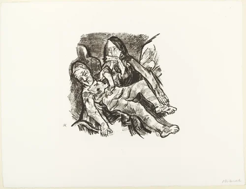 Pietà ("It is enough" [Pietà ("Es ist genug")] (plate 11) from O Eternity - Thou Word of Thunder (Bach Cantata) [O Ewigkeit - Du Donnerwort (Bachkantate)] by Oskar Kokoschka, print, 1914
