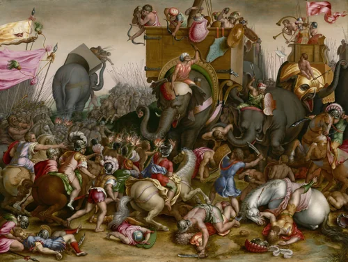 The Battle of Zama by Cornelis Cort, painting, 1567-1578